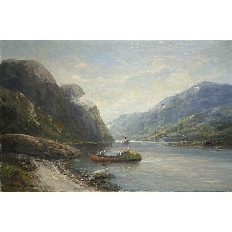 Sigvart Simensen (1865-1933) "Fjordparti Vestlandet"